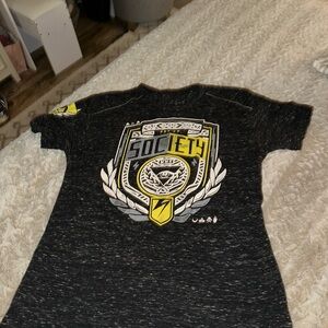 Society Black Tee with Yellow Emblem